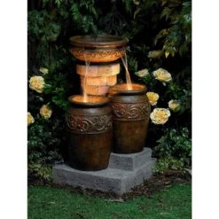 Tuscan Faux Stone 31 1/2" High LED Floor Patio Fountain