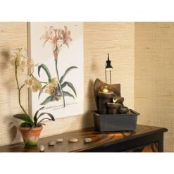 Faux Stone 10" High LED Table Fountain With Crystal Accent