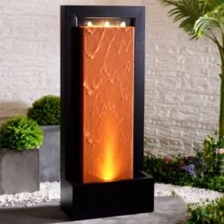 Andora 47 1/4" High Rust And Black LED Waterfall Fountain