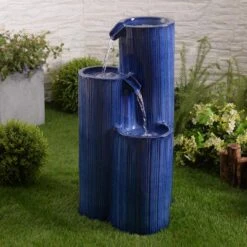 Antiguo 30" High Blue Ceramic Cascading Floor Fountain