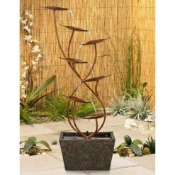 Ashton Curved Leaves 41" High Copper Finish Floor Fountain