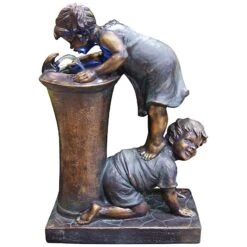 Alpine Boy And Girl LED Indoor - Outdoor 27" High Floor Fountain