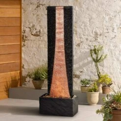 Brilliant Falls 48" High Hammered Copper LED Floor Fountain