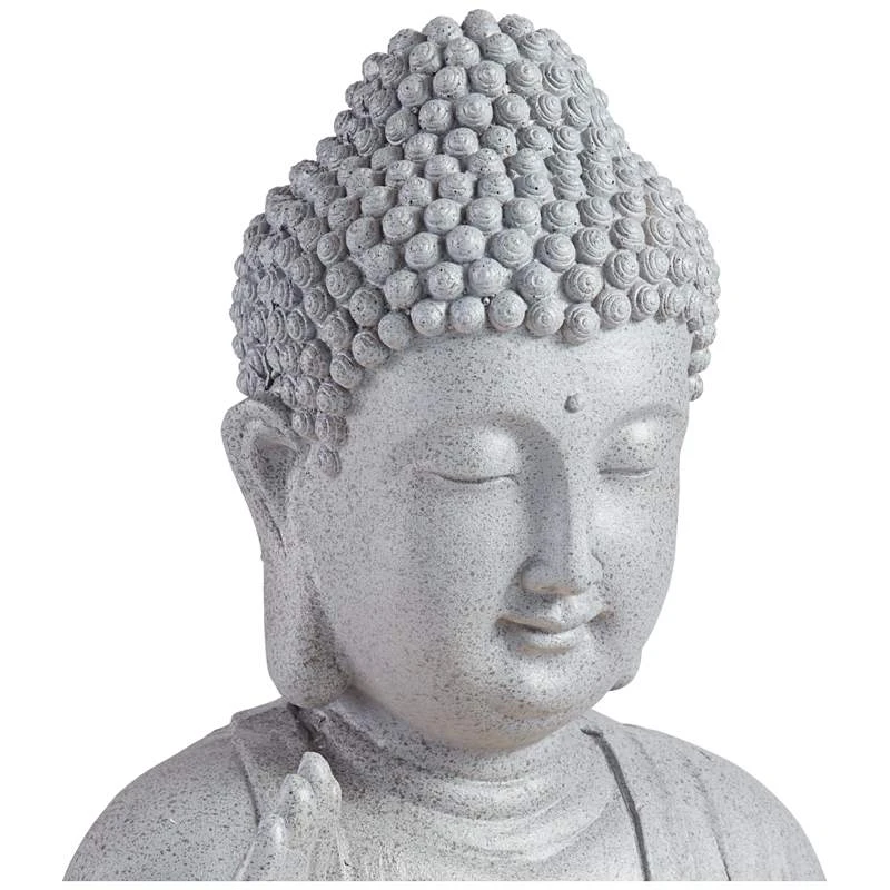 Buddha 18 1/2" High Gray Faux Stone Bubbler Fountain With LED Light - Image 3