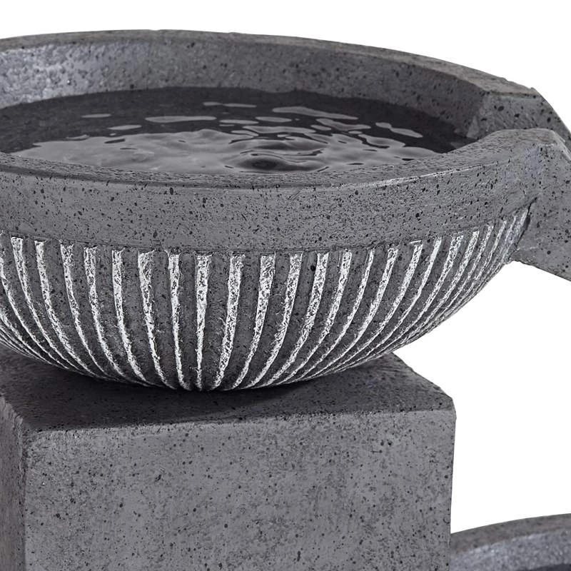 Casava 33" High Gray Stone 4-Bowl Outdoor LED Floor Fountain - Image 4