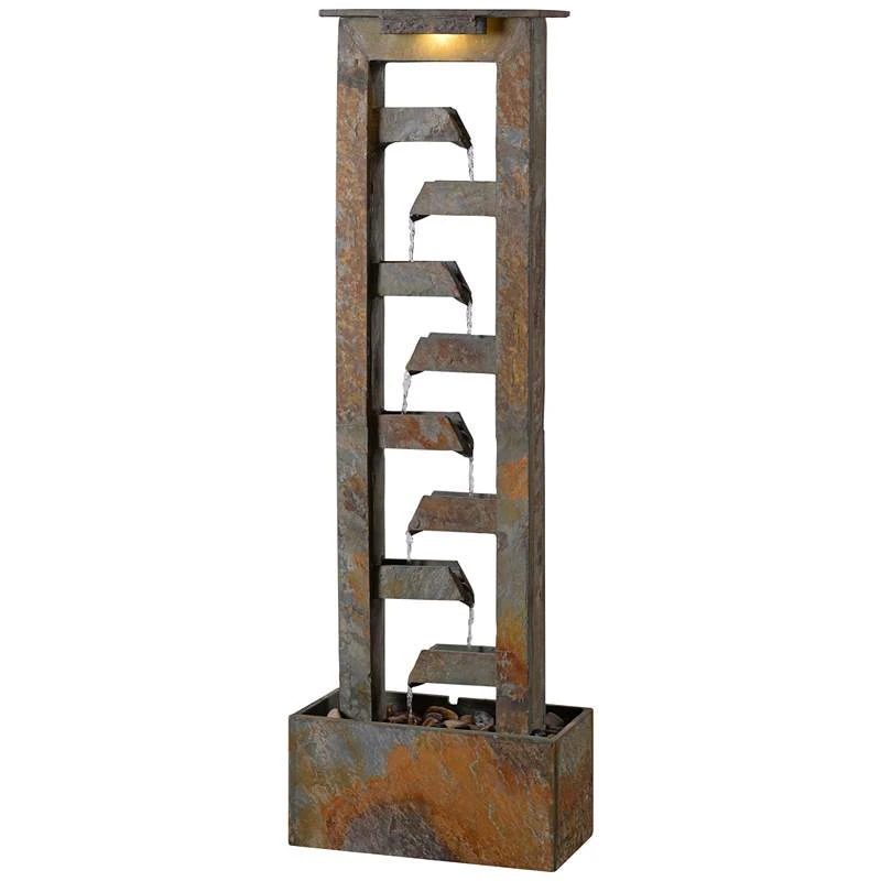 Channel 49" High Slate Stone Waterfall Fountain With Light - Image 2