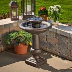 Chatsworth 29 3/4"H Bronze 2-Tier Solar-On-Demand Fountain