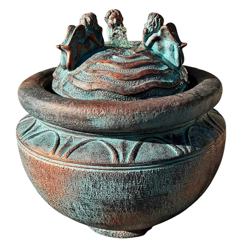Cherub 17 1/2"H Bronze Patina LED Bubbler Outdoor Fountain