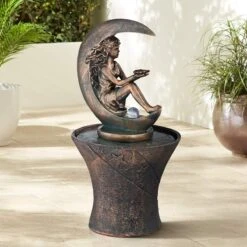 Crescent Moon 34" High Fountain With LED Light
