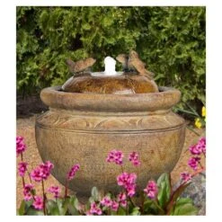 Garden Birds 19" High Patio Bubbler Fountain With LED Light