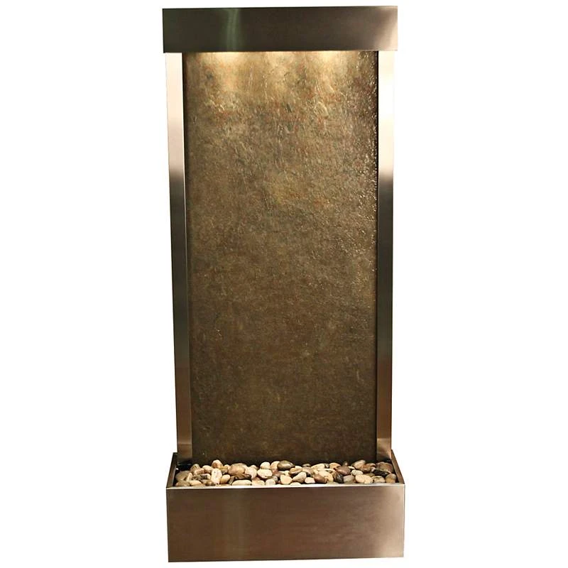 Harmony River 70" Rustic Stone Modern Fountain With Light - Image 2