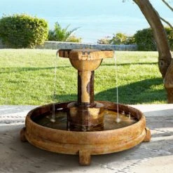Henri Studio 28" Relic Lave Cross Fountain