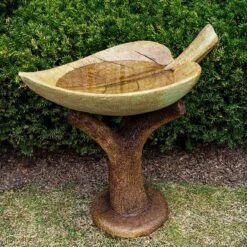 Henri Studio Leaf 27" High Relic Hi-Tone Outdoor Birdbath
