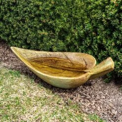 Henri Studio Leaf 9" High Relic Sargasso Outdoor Birdbath