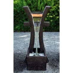 Henri Studio Zen Gate 48"H Relic Ebony LED Outdoor Fountain