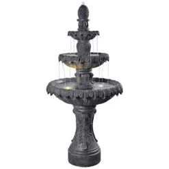 Ibiza 62" High Zinc 3-Tier LED Outdoor Floor Water Fountain