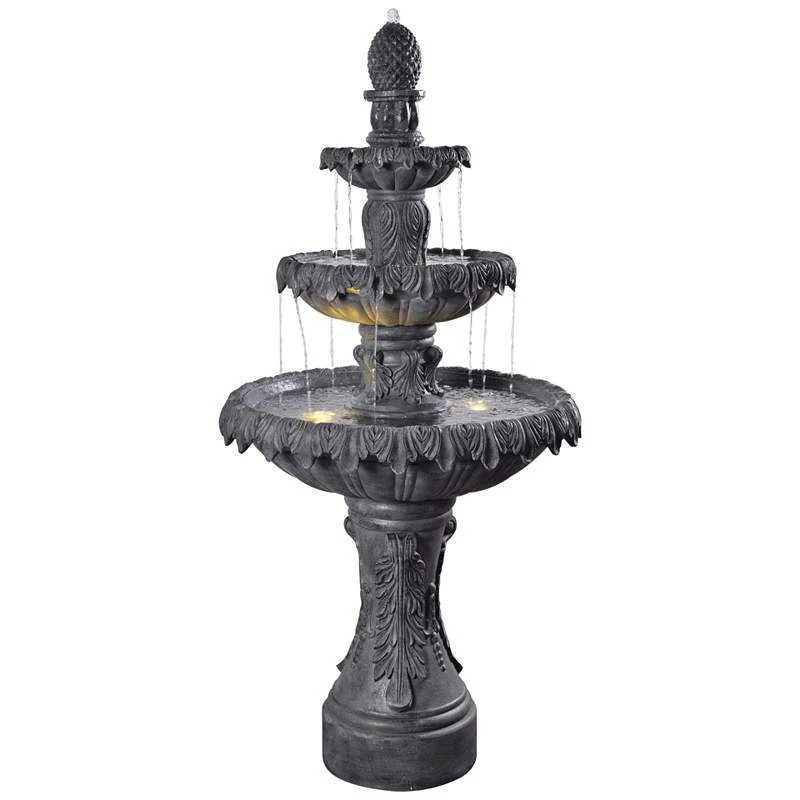 Ibiza 62" High Zinc 3-Tier LED Outdoor Floor Water Fountain