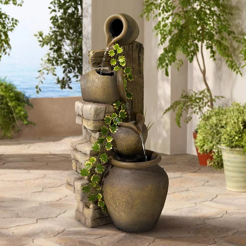 John Timberland Cascading 33" High Three Jugs Rustic Fountain - Image 2