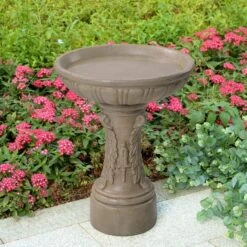 Kenroy Home Ibizia 21" High Sandstone Outdoor Bird Bath