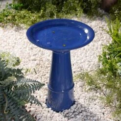 Kenroy Home Otaki 21 1/2"H Blue Ceramic Outdoor Bird Bath
