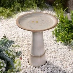 Kenroy Home Otaki 21 1/2"H Ivory Ceramic Outdoor Bird Bath