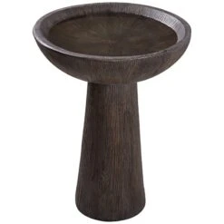 Kenroy Home Woodland 21" High Wood Grain Outdoor Bird Bath