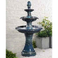 Kiera 46 1/2" High Blue Ceramic Traditional Garden Fountain