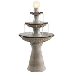 Knight 45 1/4" High Ivory 3-Tier LED Floor Water Fountain