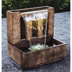 Laguna 31"H Relic Lava LED Outdoor Waterfall Wall Fountain