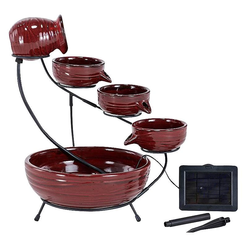 Lava 22" High Ceramic Solar Cascade Outdoor Fountain