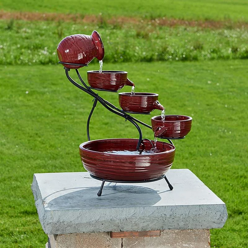 Lava 22" High Ceramic Solar Cascade Outdoor Fountain - Image 2