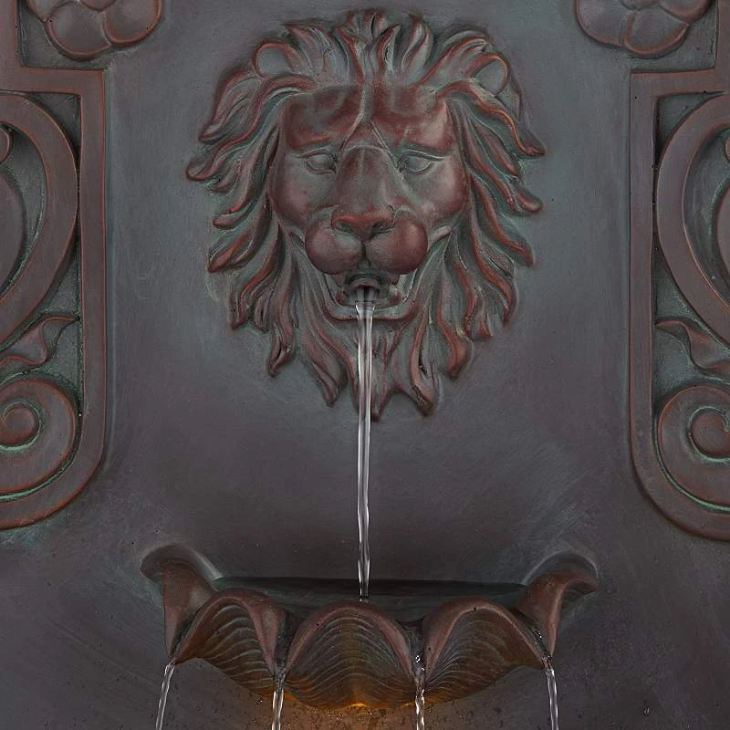 Lion Head 31 1/2" High Indoor Outdoor Bronze Wall Fountain - Image 4