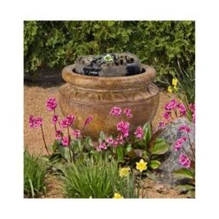 Maple Leaf 17" High Patio Bubbler Fountain With Light