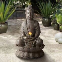 Meditating Buddha 33 1/2" High Indoor-Outdoor Water Fountain