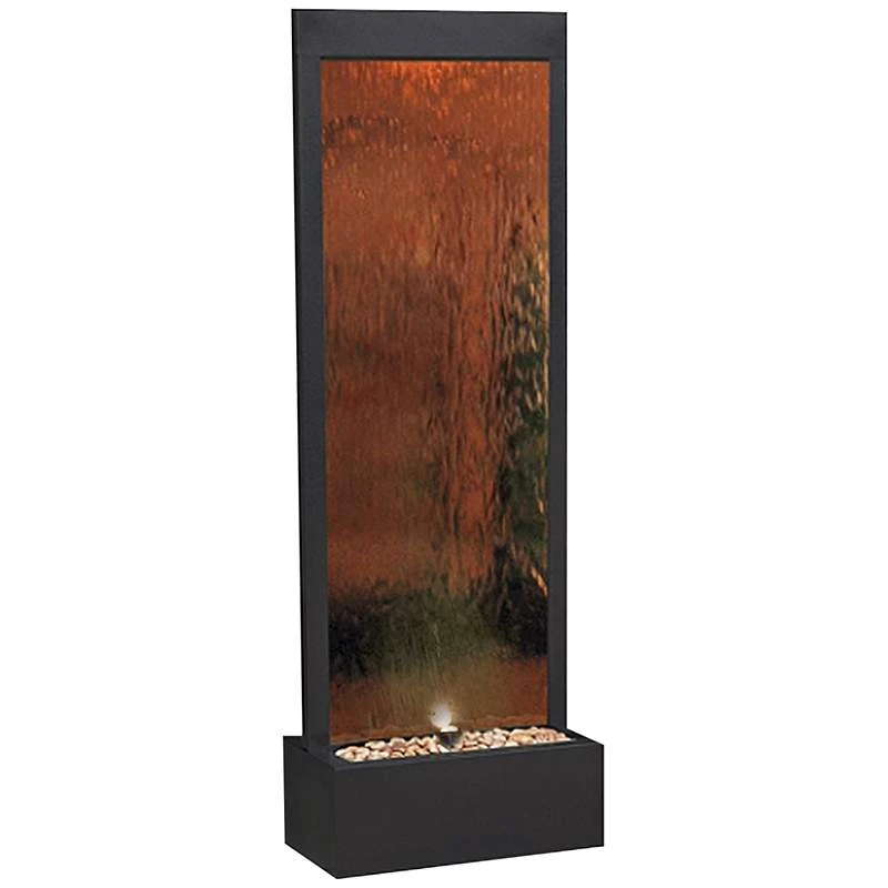 Modern Black And Bronze Mirror 72" High Panel Fountain