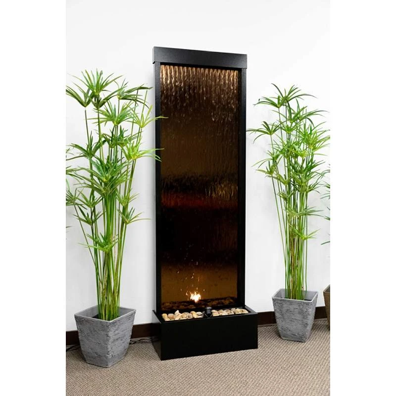 Modern Black And Bronze Mirror 72" High Panel Fountain - Image 2