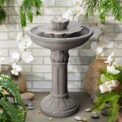 Nymph 25 1/2" High Weathered Stone Patio Bubbler Fountain