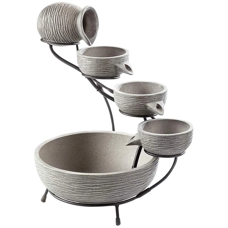 Oslo 22"H Dark Gray Cement Solar Cascade Outdoor Fountain - Image 2