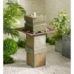 Pilaster Post 33" High Slate Indoor-Outdoor Bubbler Fountain