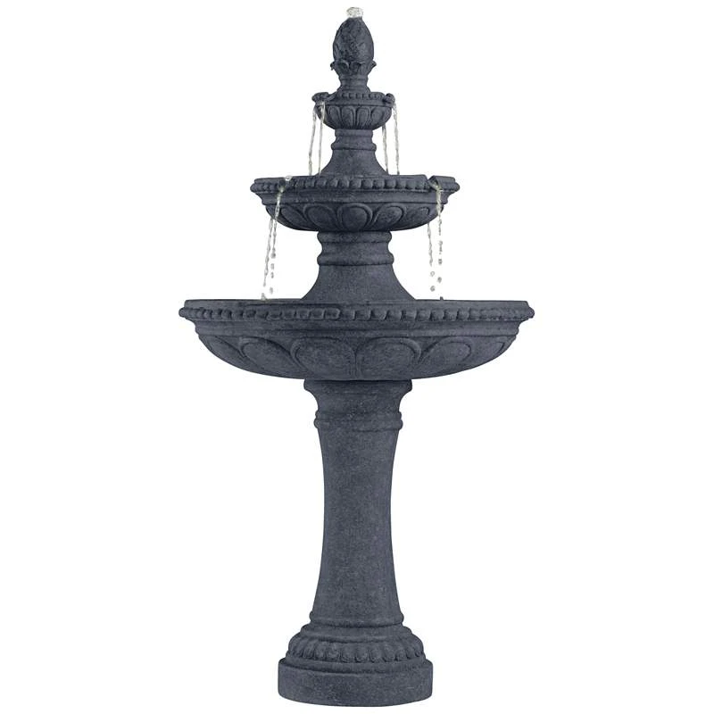 Pineapple 44" High Grey Stone 3-Tier Outdoor Fountain - Image 2