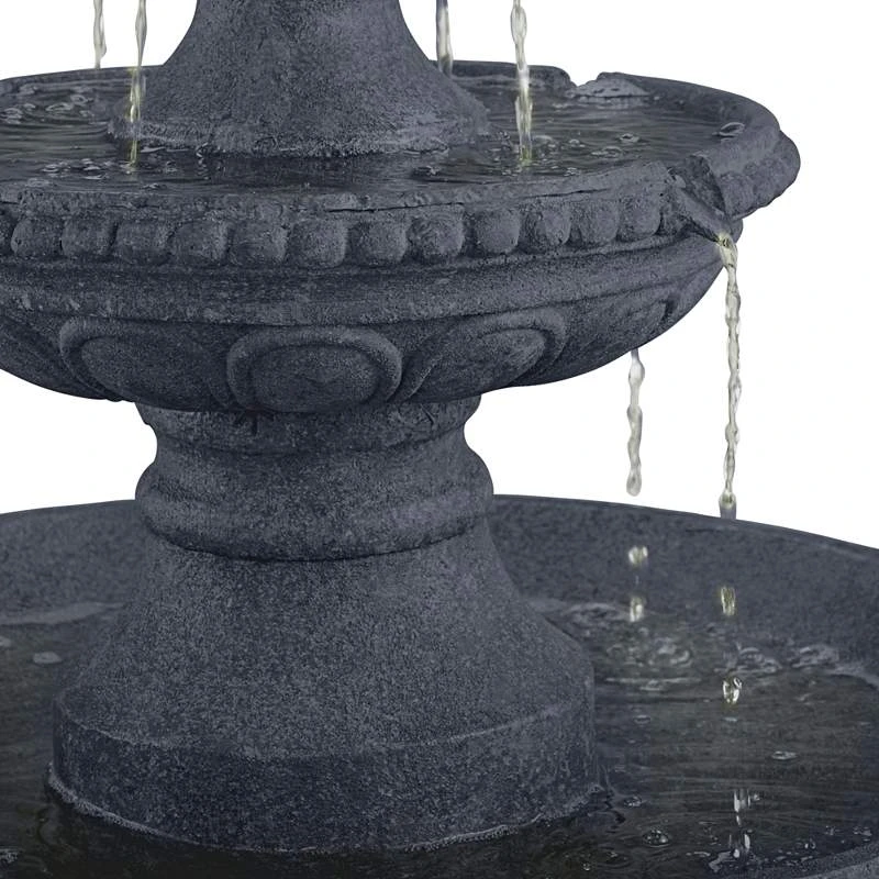 Pineapple 44" High Grey Stone 3-Tier Outdoor Fountain - Image 4