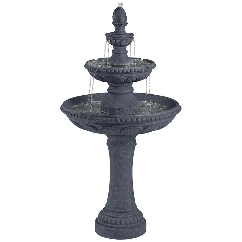 Pineapple 44" High Grey Stone 3-Tier Outdoor Fountain - Image 5