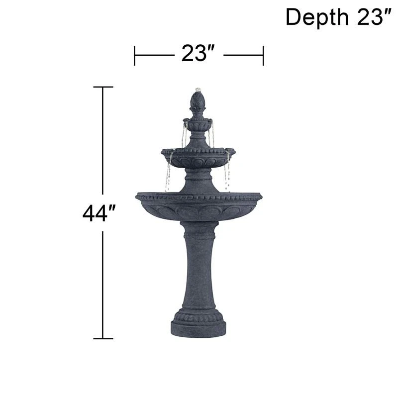 Pineapple 44" High Grey Stone 3-Tier Outdoor Fountain - Image 6