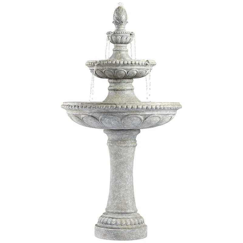 Pineapple Old Stone Finish 44" High 3-Tier Outdoor Garden Fountain - Image 2