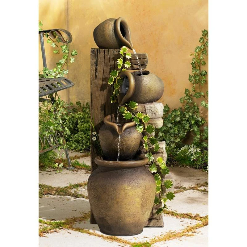 John Timberland Cascading 33" High Three Jugs Rustic Fountain