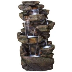 Rainforest Rock Waterfall 51"H 6-Tier Outdoor LED Fountain