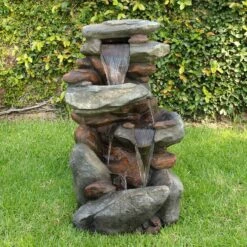 Alpine Rock Waterfall 40" High Outdoor Fountain With LED Lights