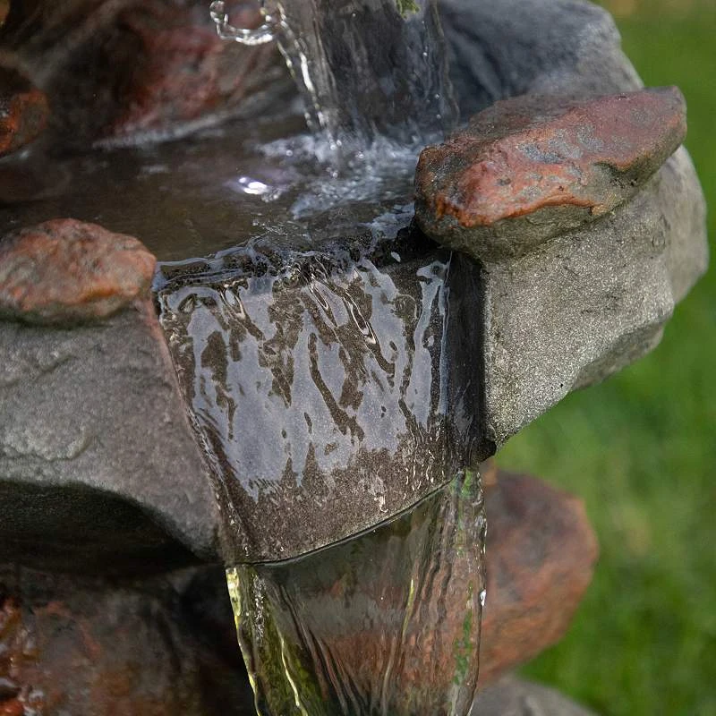 Alpine Rock Waterfall 40" High Outdoor Fountain With LED Lights - Image 4