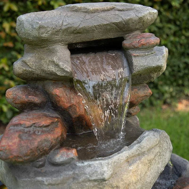 Alpine Rock Waterfall 40" High Outdoor Fountain With LED Lights - Image 6