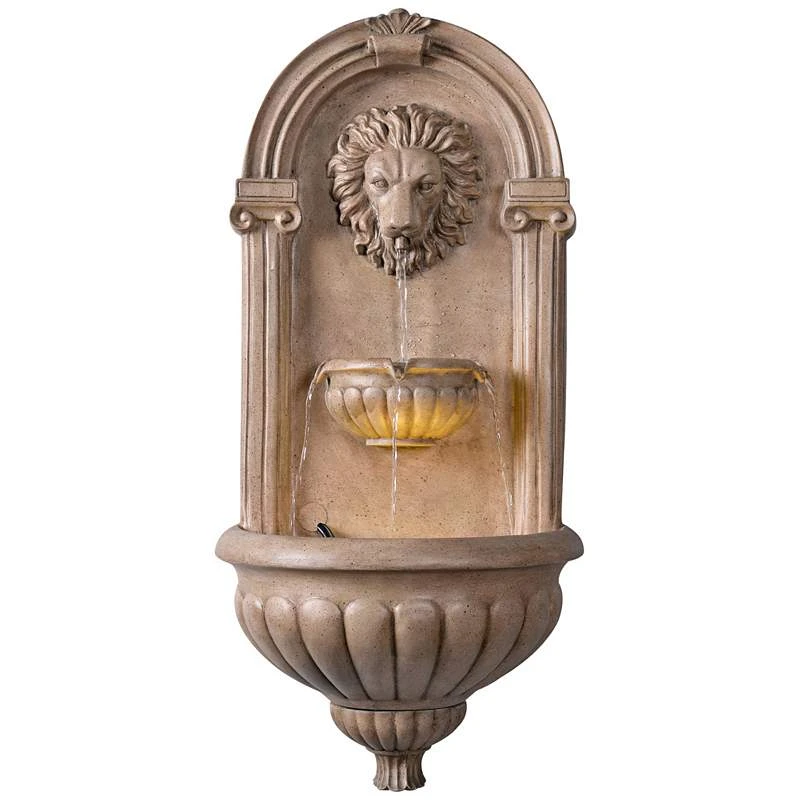Royal 35" High Sandstone LED Outdoor Wall Fountain - Image 2
